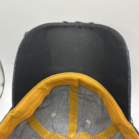 Women's Cap Embroidered Flower Rhinestone Distressed Denim Adjustable - Picture 6 of 8